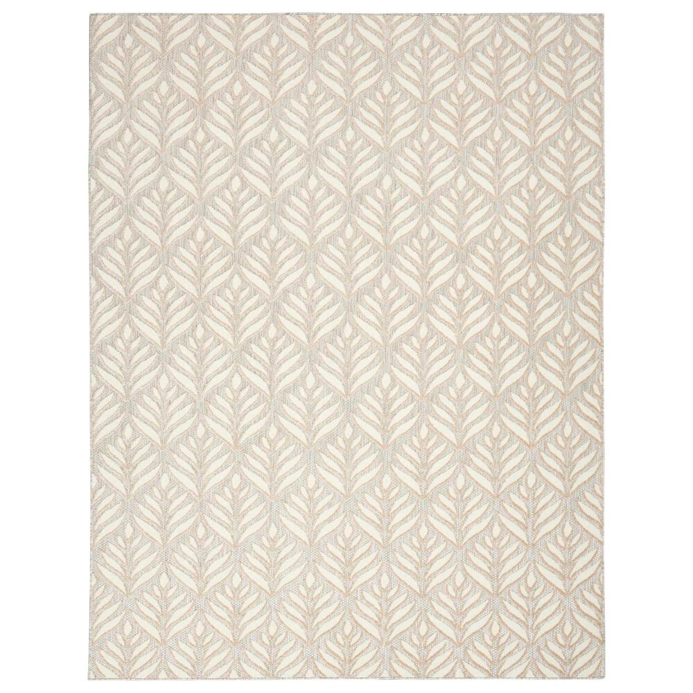 Nourison Aloha Floral 3'6" x 5'6" Ivory and Grey Indoor/Outdoor Area Rug