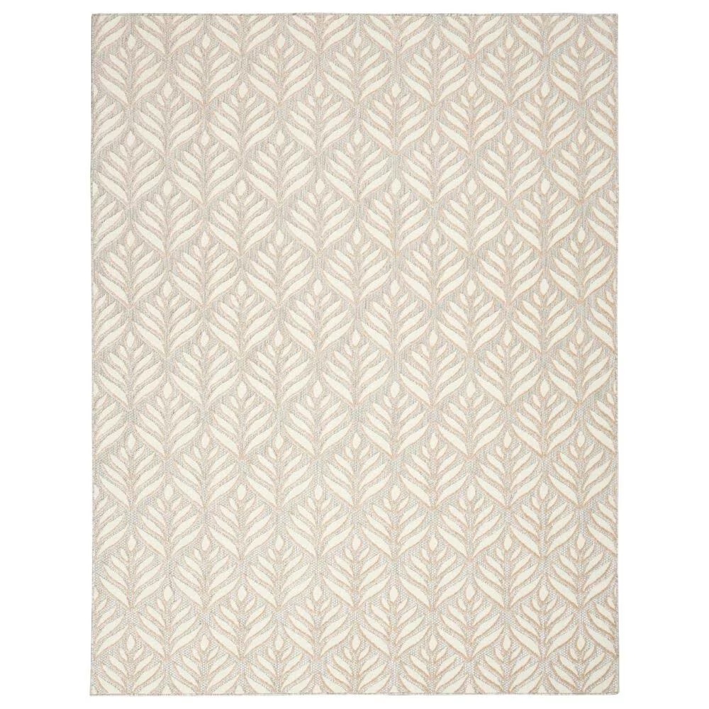 Nourison Aloha Floral 5'3" x 7'5" Ivory and Grey Indoor/Outdoor Area Rug
