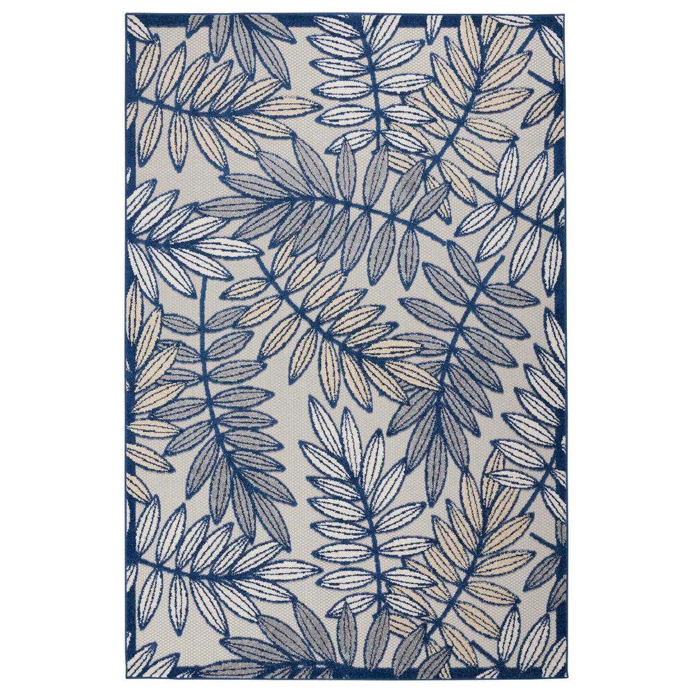 Nourison Aloha ALH18 5'3" x 7'5" Ivory and Navy Indoor/Outdoor Area Rug
