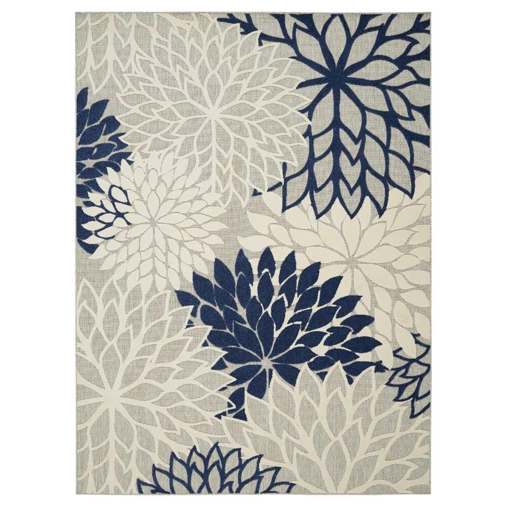 Nourison Aloha ALH05 7'10" x 10'6" Ivory and Navy Indoor/Outdoor Area Rug