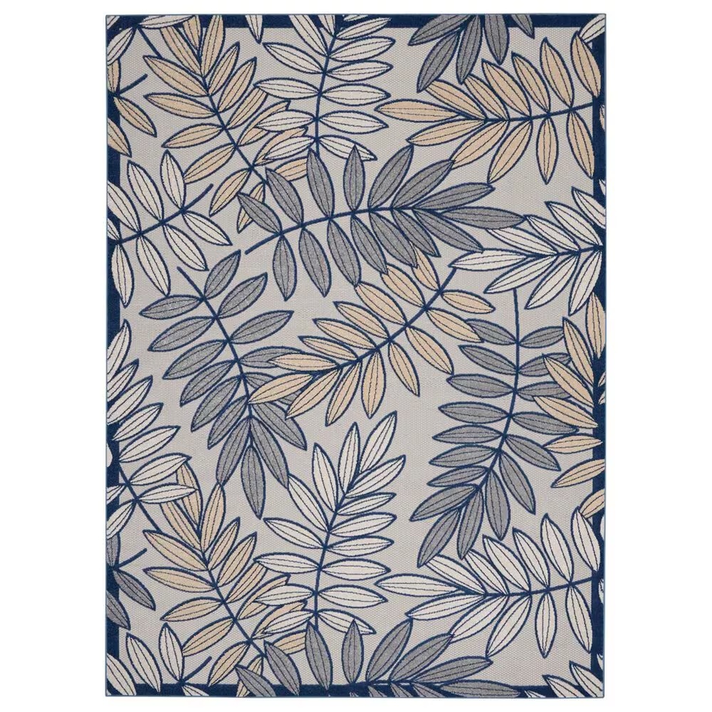 Nourison Aloha ALH18 7'10" x 10'6" Ivory and Navy Indoor/Outdoor Area Rug
