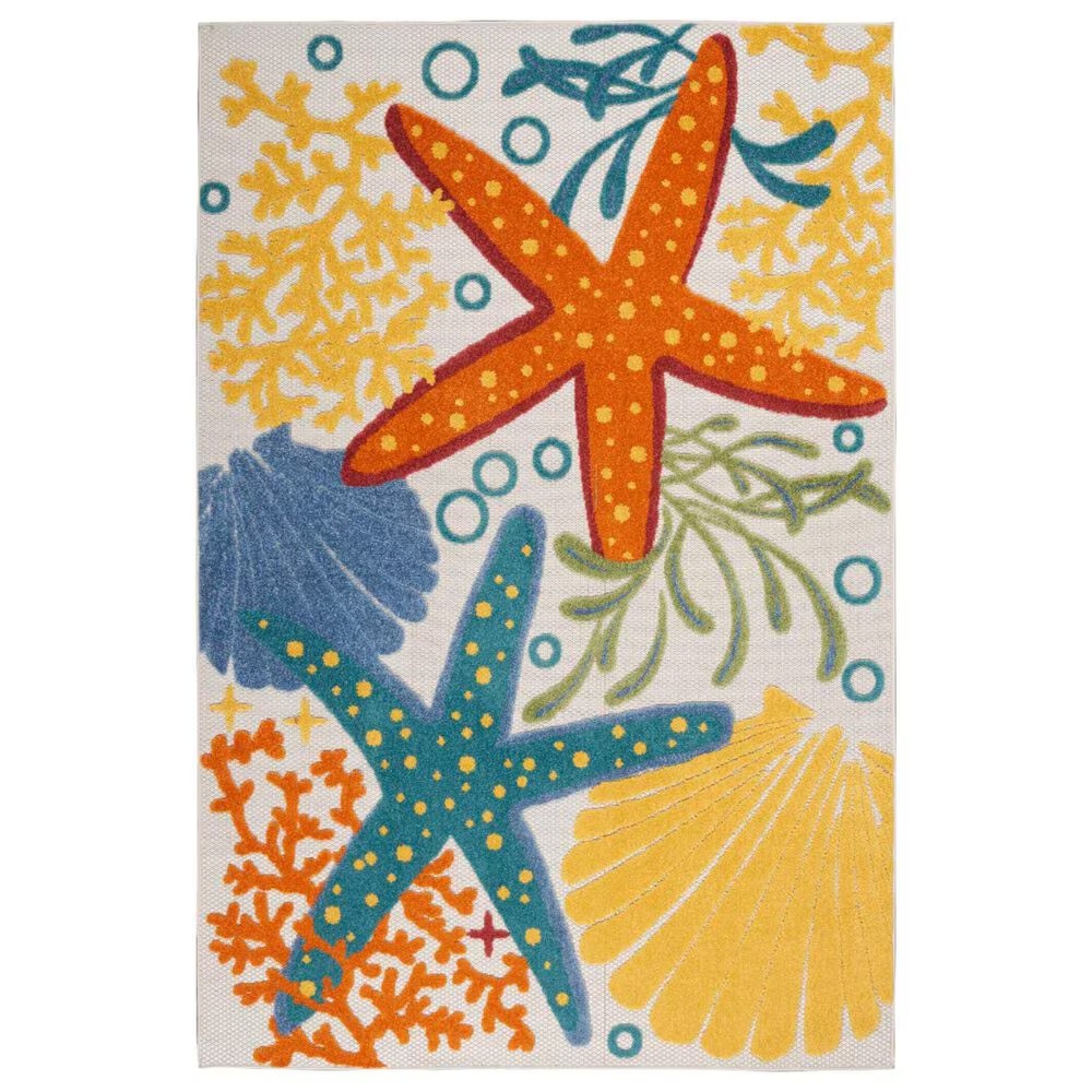 Nourison Aloha 6' x 9' Blue, Yellow and Orange Indoor/Outdoor Area Rug