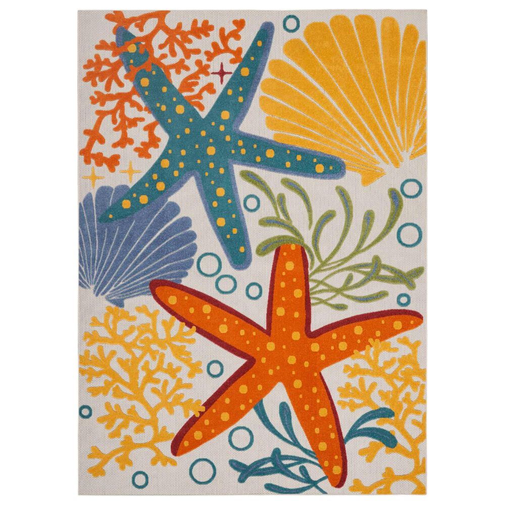 Nourison Aloha 7' x 10' Blue, Yellow and Orange Indoor/Outdoor Area Rug