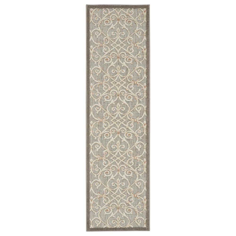 Nourison Aloha Damask 2'3" x 8' Natural Indoor/Outdoor Runner