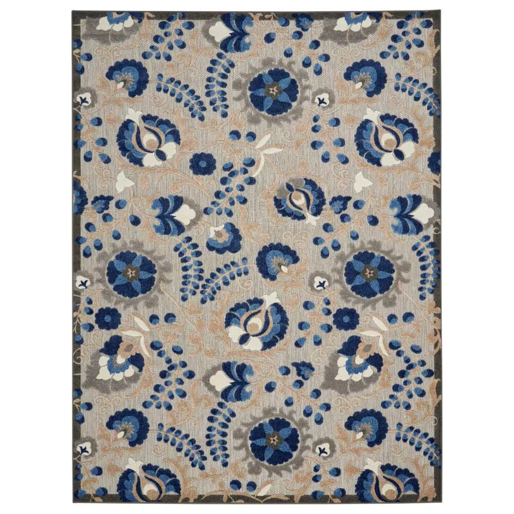 Nourison Aloha 9'6" x 13' Natural and Blue Indoor/Outdoor Area Rug