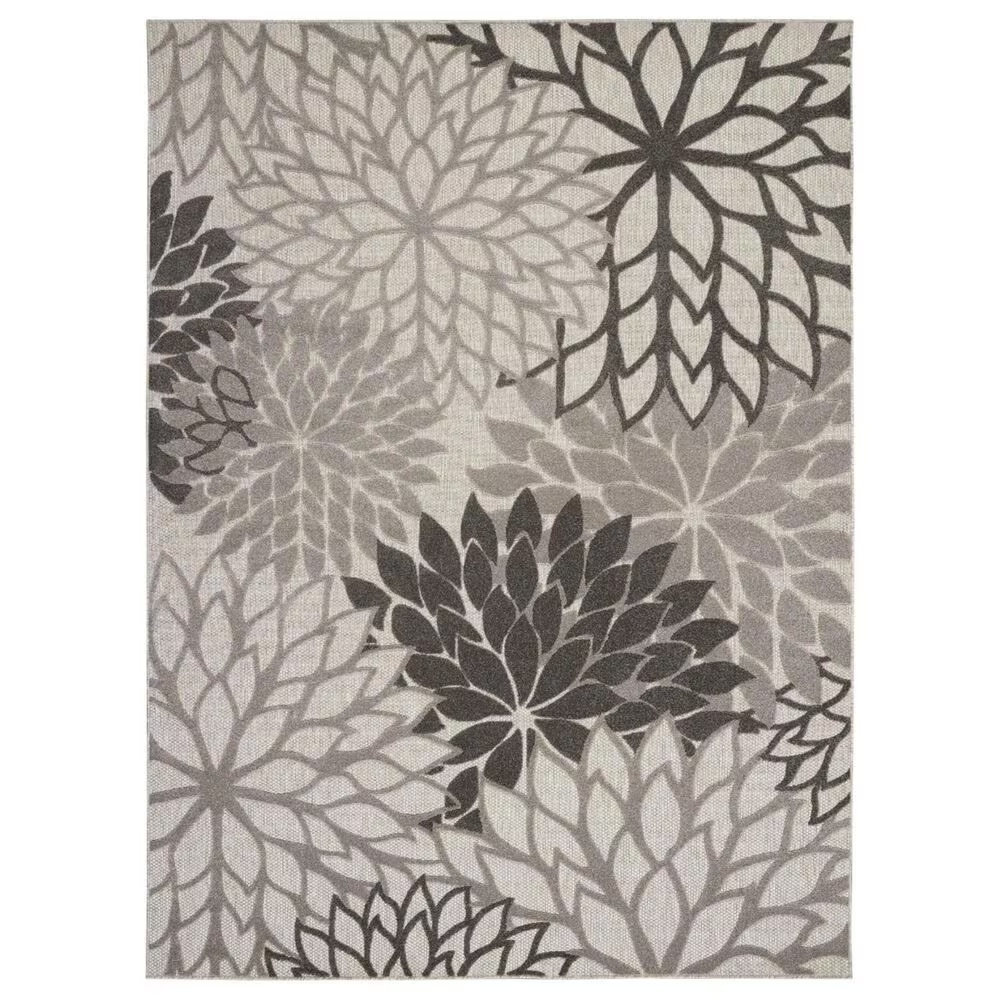 Nourison Aloha 7' x 10' Silver and Grey Indoor/Outdoor Area Rug