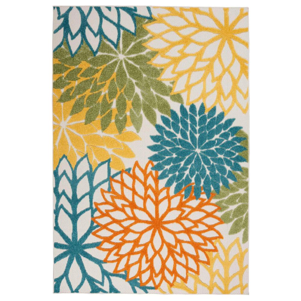 Nourison Aloha 7'10" x 10'6" Turquoise and Multicolor Indoor/Outdoor Area Rug