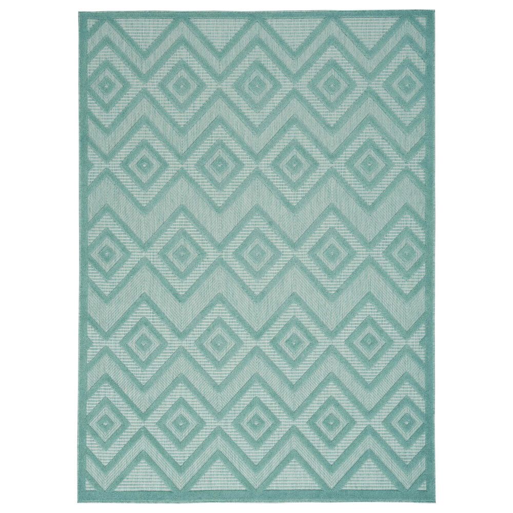 Nourison Versatile 7' x 10' Aqua and Teal Indoor/Outdoor Area Rug