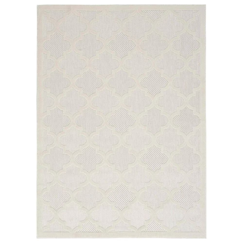 Nourison Easy Care 5' x 7' Ivory and White Indoor/Outdoor Area Rug