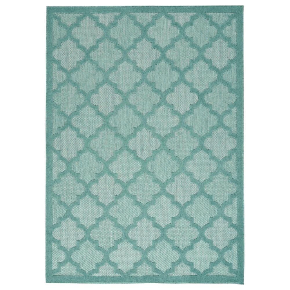 Nourison Easy Care 8' x 10' Aqua and Teal Indoor/Outdoor Area Rug