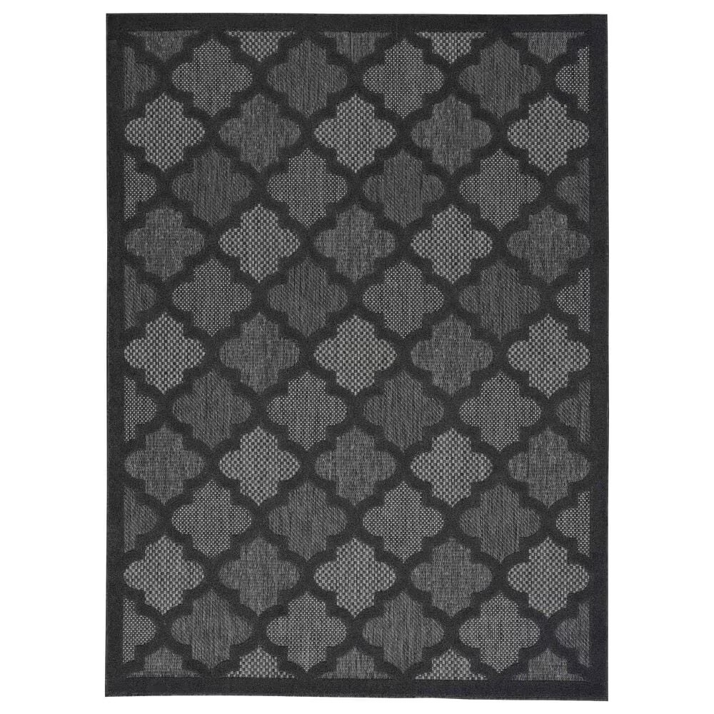 Nourison Easy Care 9' x 12' Charcoal and Black Indoor/Outdoor Area Rug