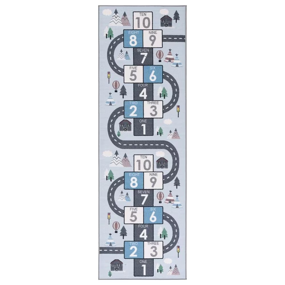Safavieh Kids Playhouse KPH226F 2'2" x 10' Grey and Blue Runner