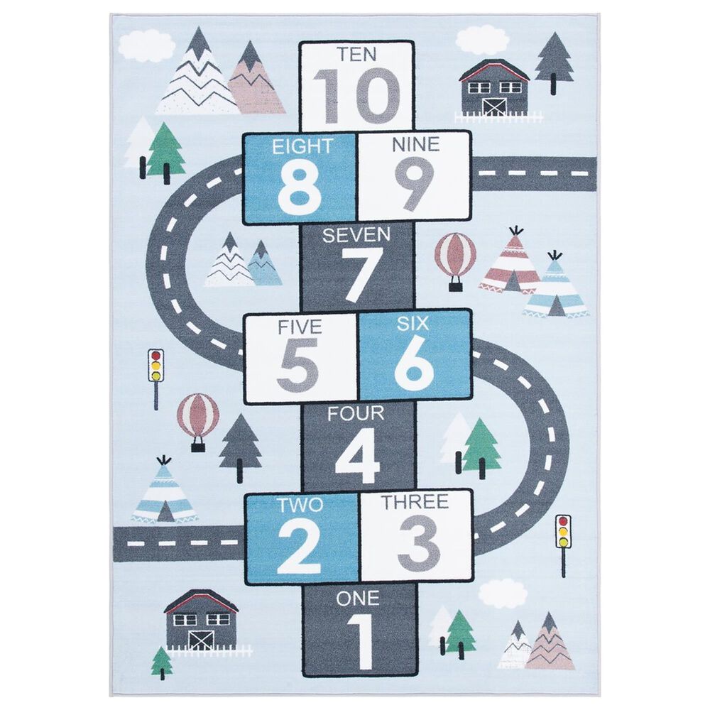 Safavieh Kids Playhouse KPH226F 5'5" x 7'7" Grey and Blue Rug