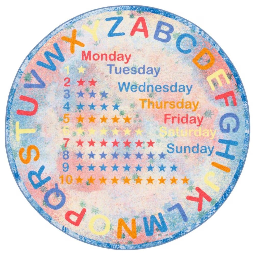 Safavieh Kids Playhouse 5' Round Blue and Orange Rug
