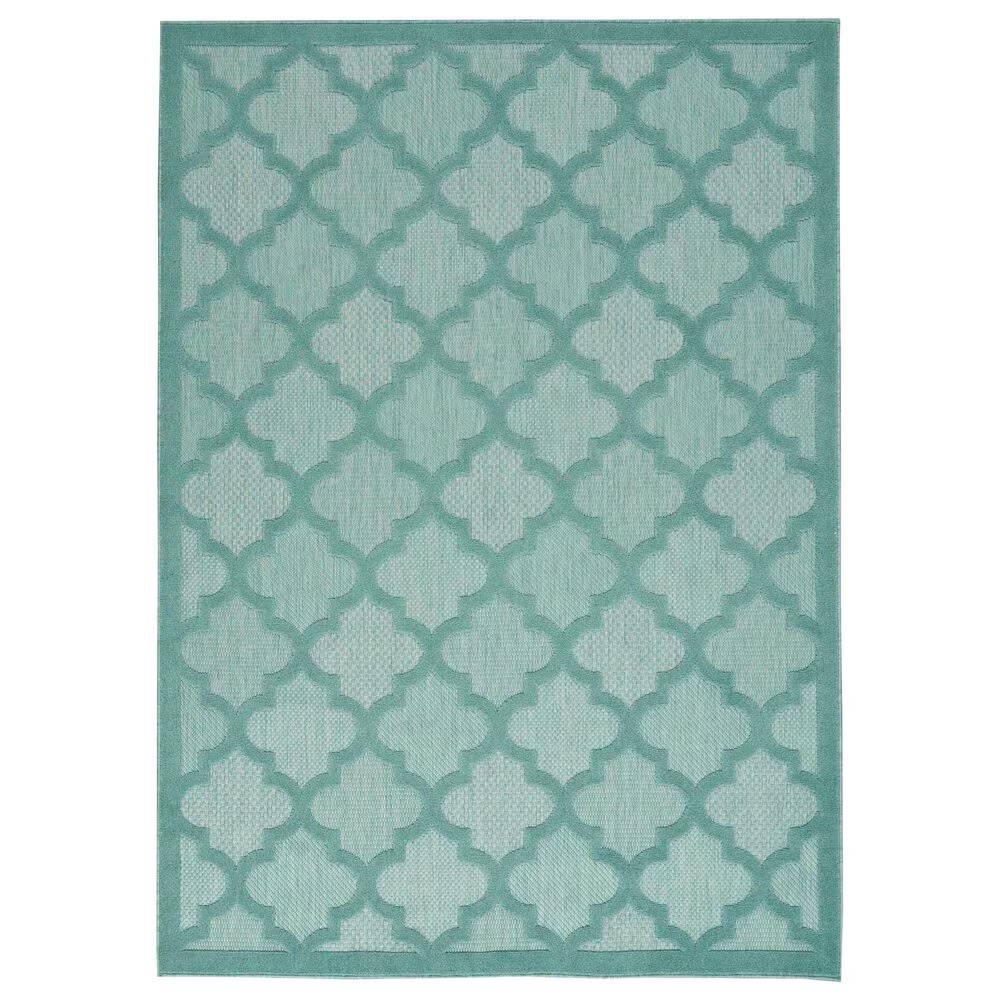 Nourison Easy Care 7' x 10' Aqua and Teal Indoor/Outdoor Area Rug
