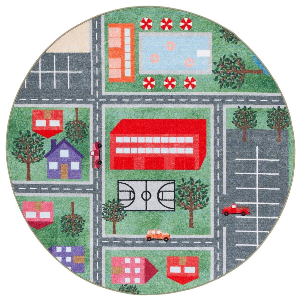 Safavieh Kids Playhouse 5' Round Green and Charcoal Rug