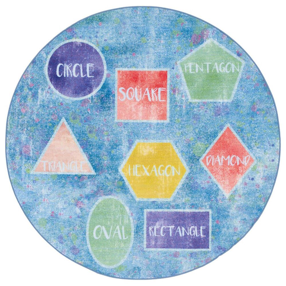 Safavieh Kids Playhouse 5' Round Blue and Pink Rug