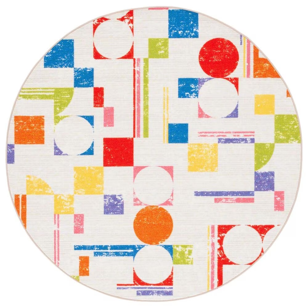 Safavieh Kids Playhouse 5' Round Ivory and Red Rug