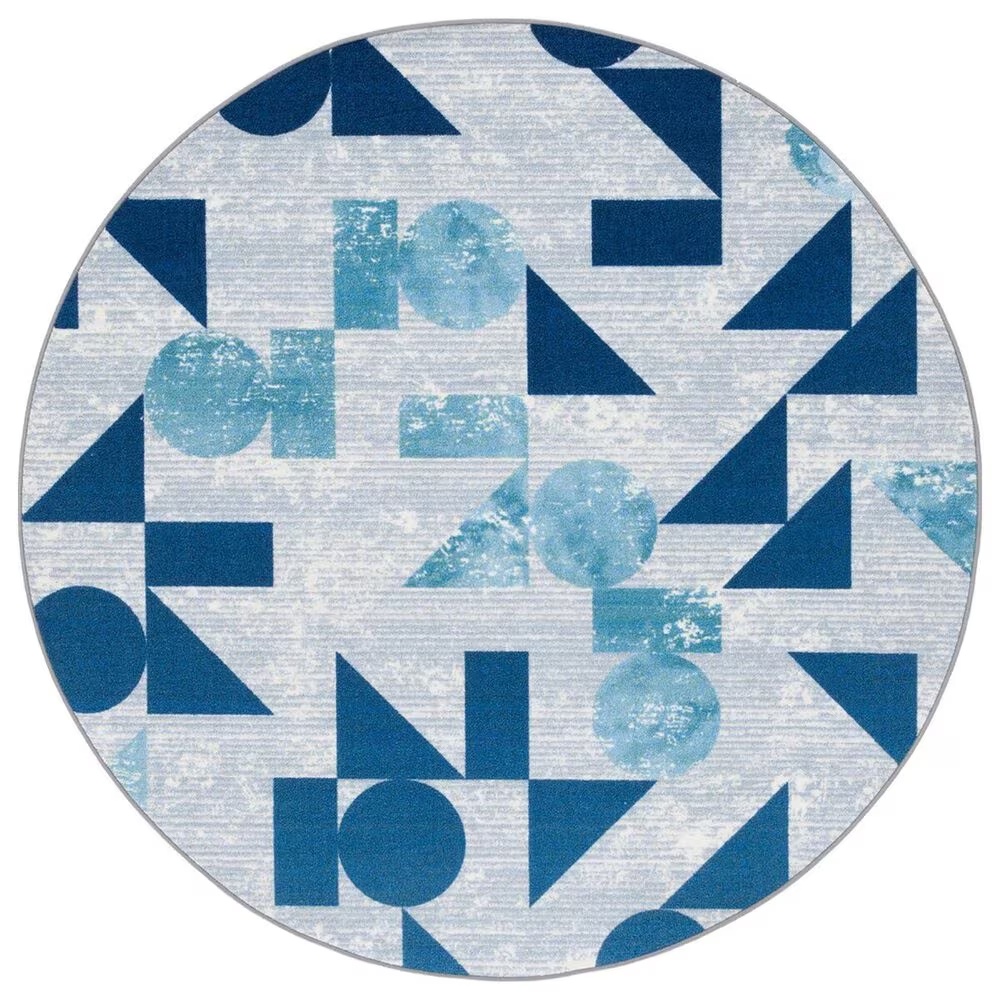 Safavieh Kids Playhouse KPH222F 5' Round Grey and Blue Rug