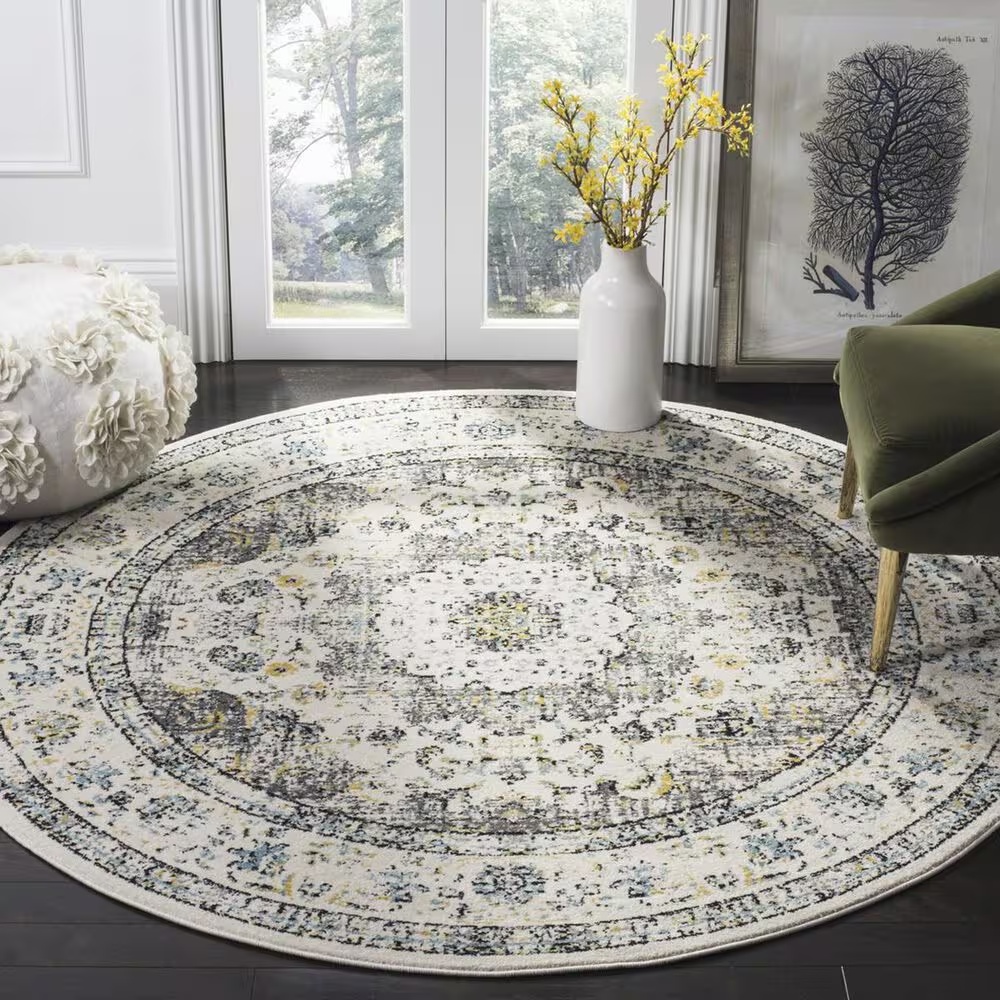 Safavieh Evoke EVK220B-5R 5'1" Round Grey/Gold Area Rug