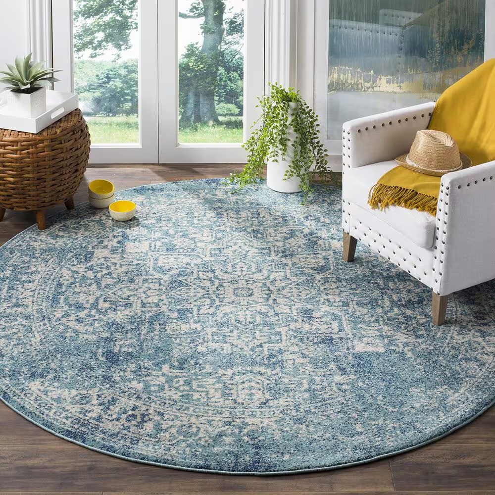 Safavieh Evoke EVK256C-5R 5'1" Round Blue/Ivory Area Rug