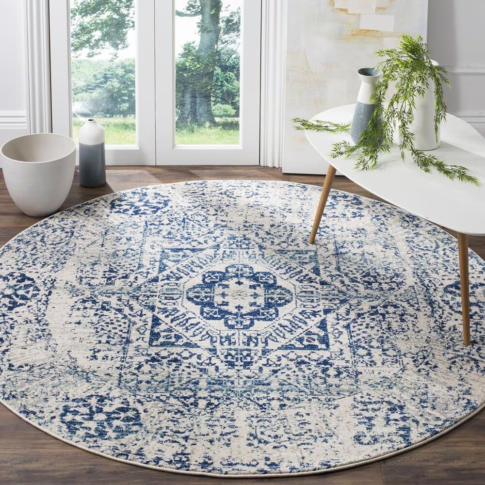 Safavieh Evoke EVK260C-5R 5'1" Round Ivory/Blue Area Rug