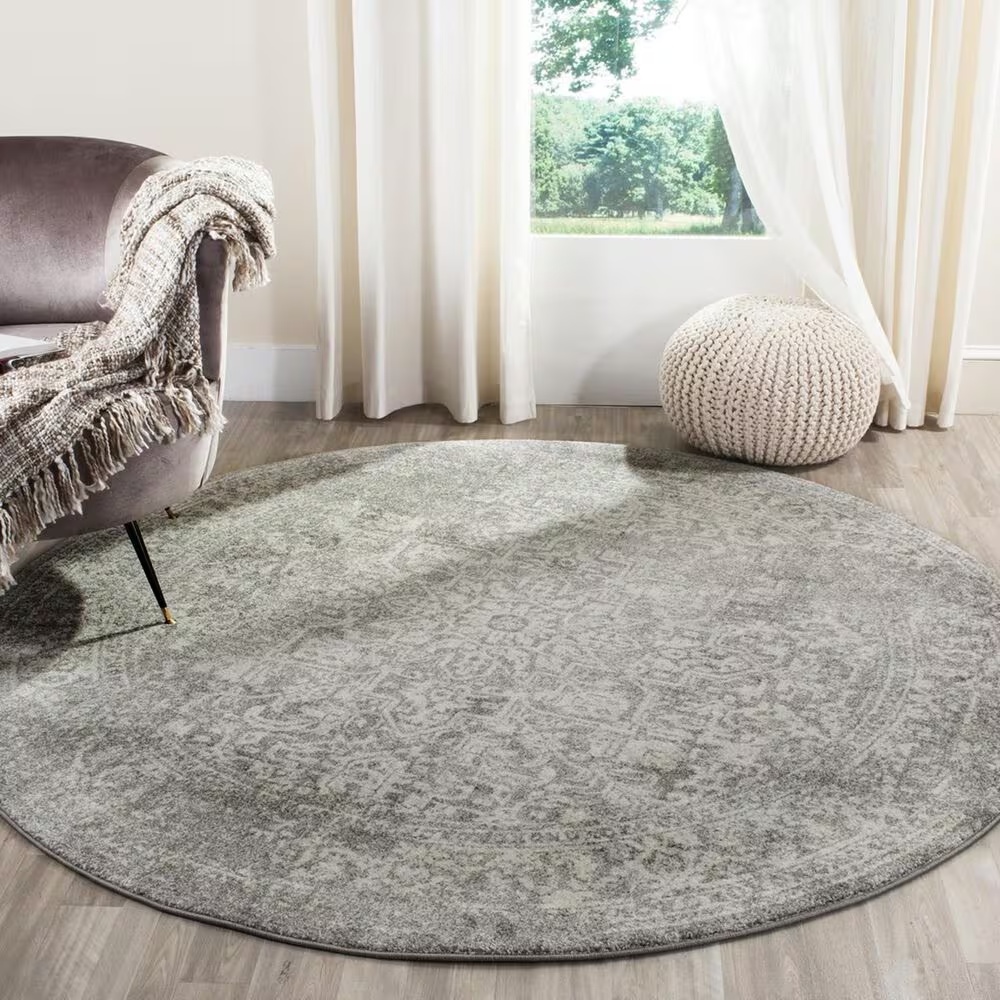Safavieh Evoke EVK256S-5R 5'1" Round Silver/Ivory Area Rug