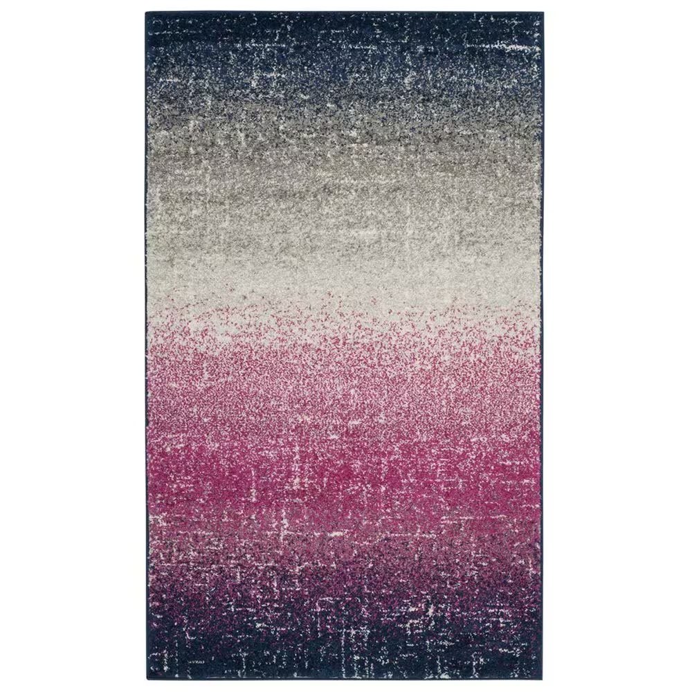 Safavieh Madison MAD601M-3 3' x 5' Fuchsia/Navy Area Rug