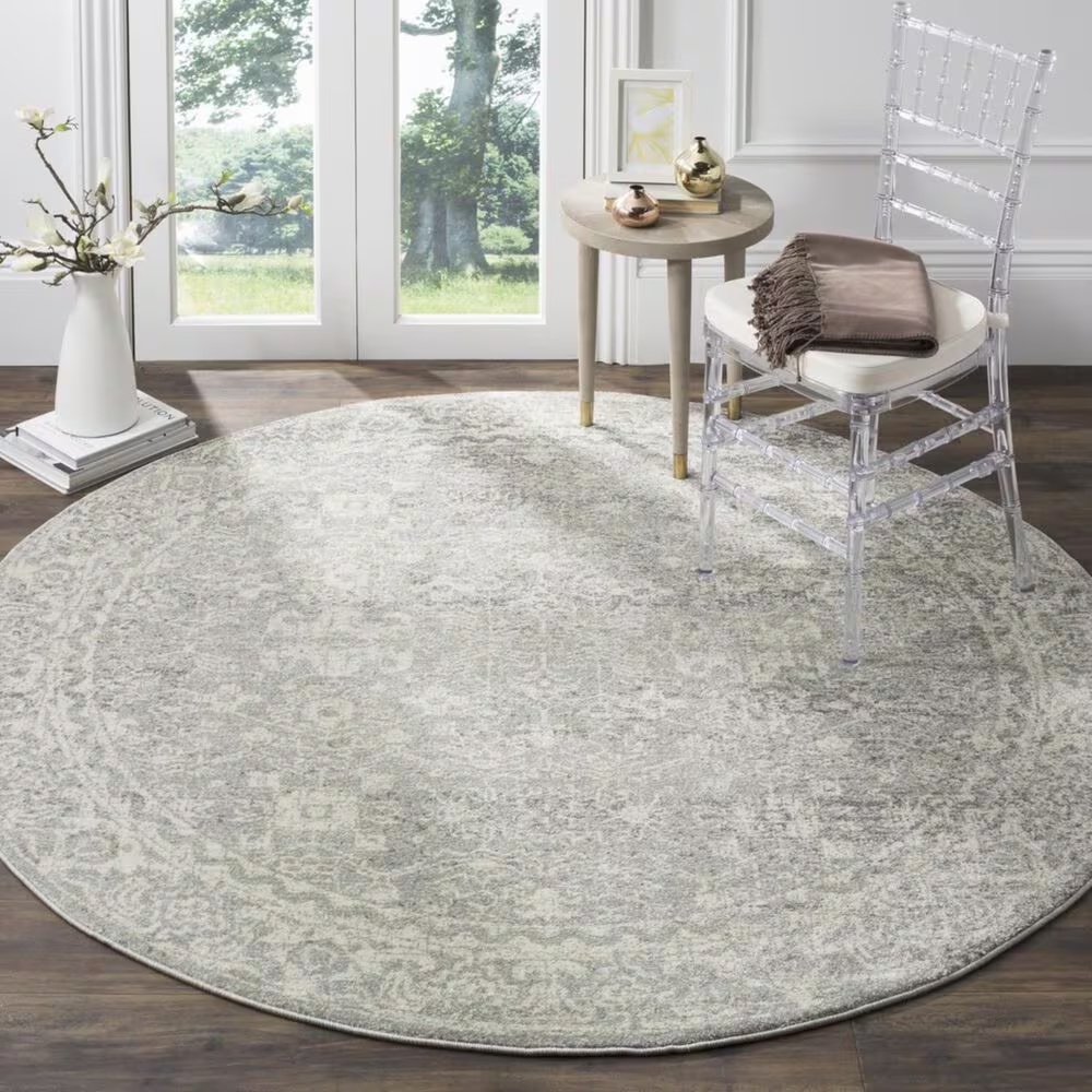 Safavieh Evoke EVK270Z-5R 5'1" Round Silver/Ivory Area Rug