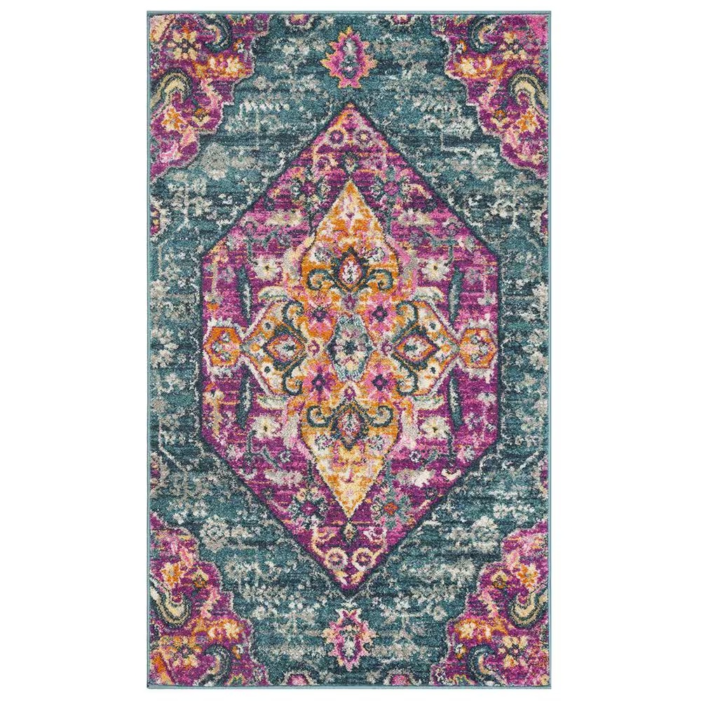 Safavieh Madison MAD119C-3 3' x 5' Blue/Fuchsia Area Rug