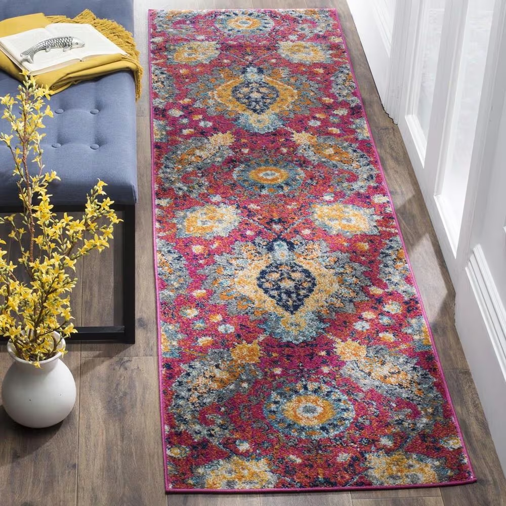 Safavieh Madison MAD600A-28 2'3" x 8' Fuchsia/Gold Runner