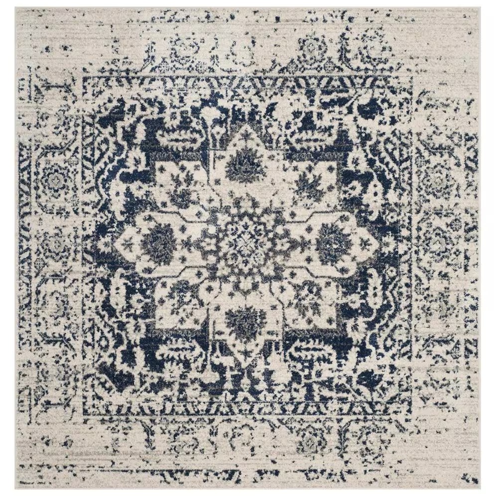Safavieh Madison MAD603D-5SQ 5' Square Cream/Navy Area Rug