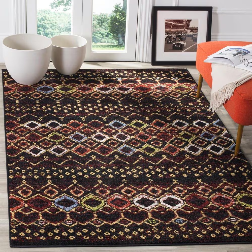 Safavieh Amsterdam AMS108P-5 5'1" x 7'6" Black/Multi Area Rug