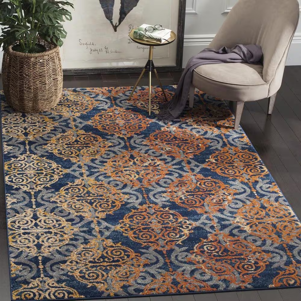 Safavieh Evoke EVK230S-5 5'1" x 7'6" Blue/Orange Area Rug