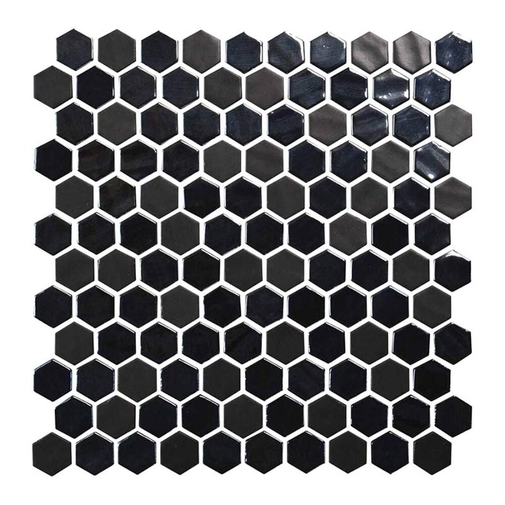 Dal-Tile Uptown Glass 1" x 1" Mosaic Hexagon Wall Tile in Ebony