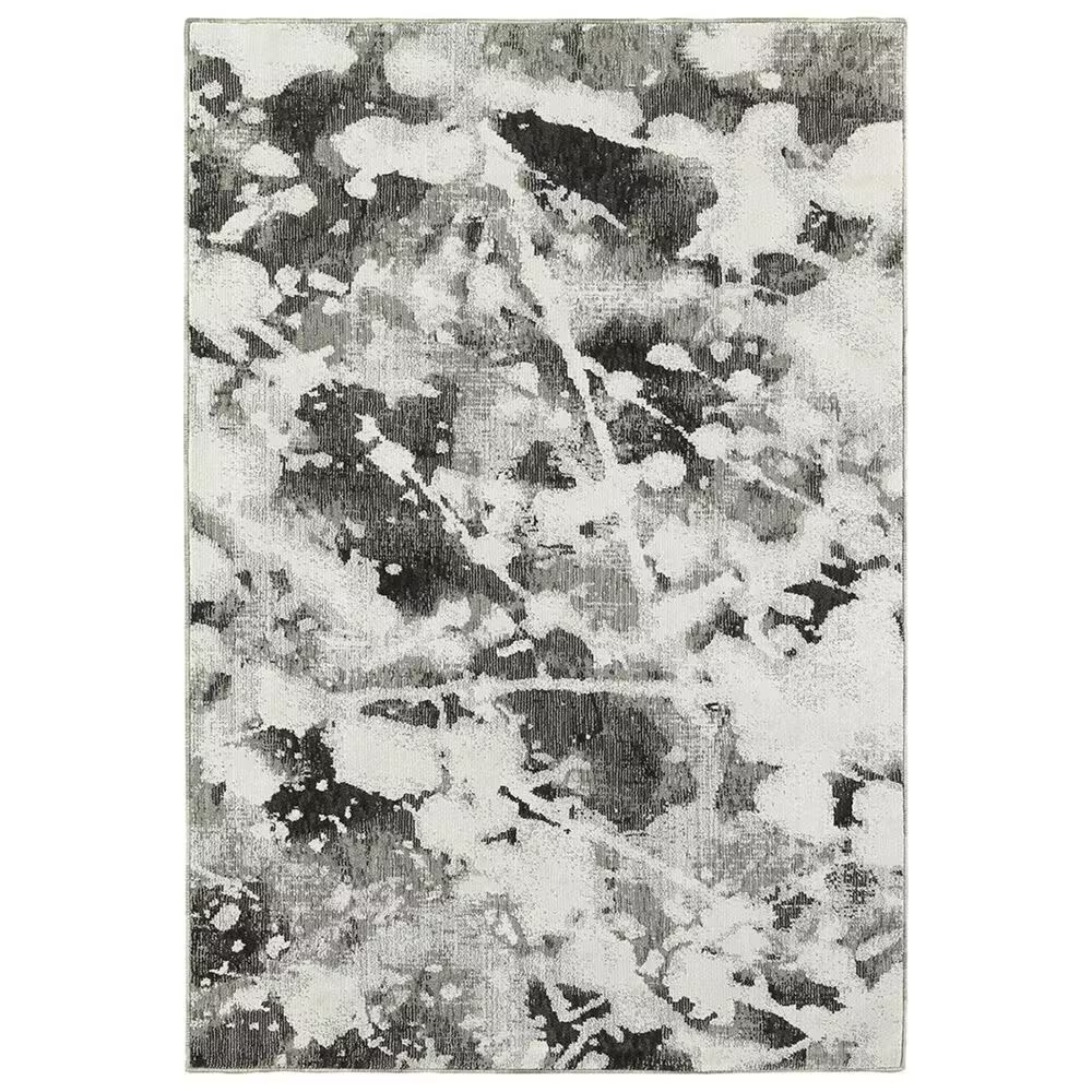 Oriental Weavers Evolution 8035B 5'3" x 7'3" Charcoal and White Area Rug