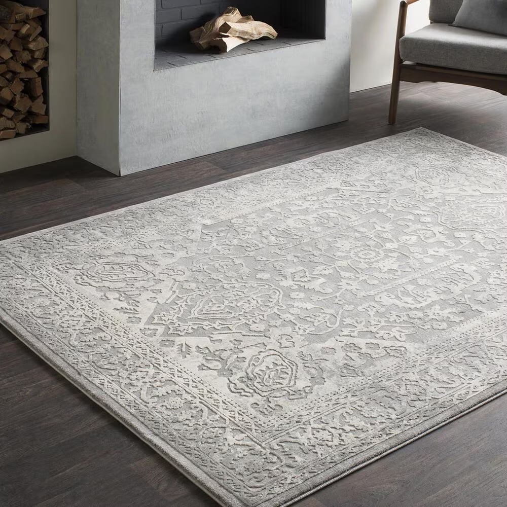 Surya Tibetan TBT-2300 6'7" x 9'6" Charcoal, Ivory and Khaki Area Rug