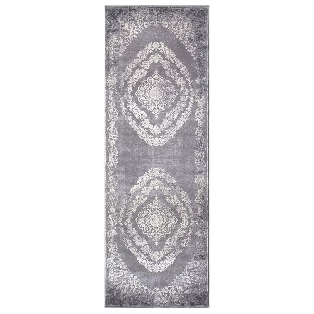 Surya Tibetan TBT-2301 2'7" x 7'6" Medium Gray and Charcoal Runner