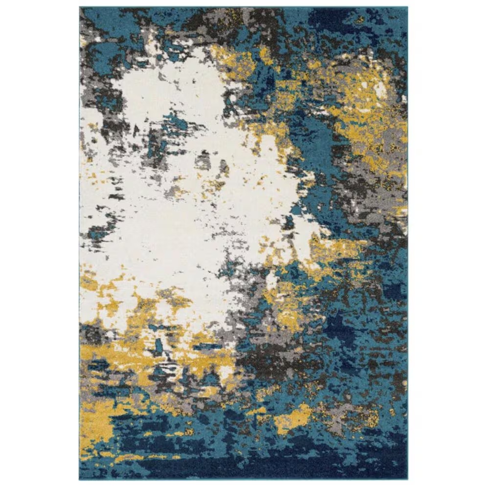 Surya Pepin PEI-1012 5'3" x 7'6" Aqua, Blue and Mustard Area Rug