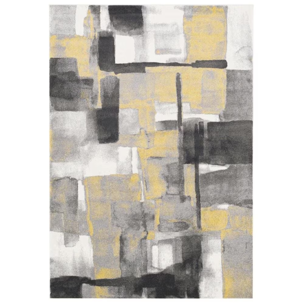 Surya Pepin PEI-1020 5'3" x 7'6" Black, Medium Gray and Mustard Area Rug
