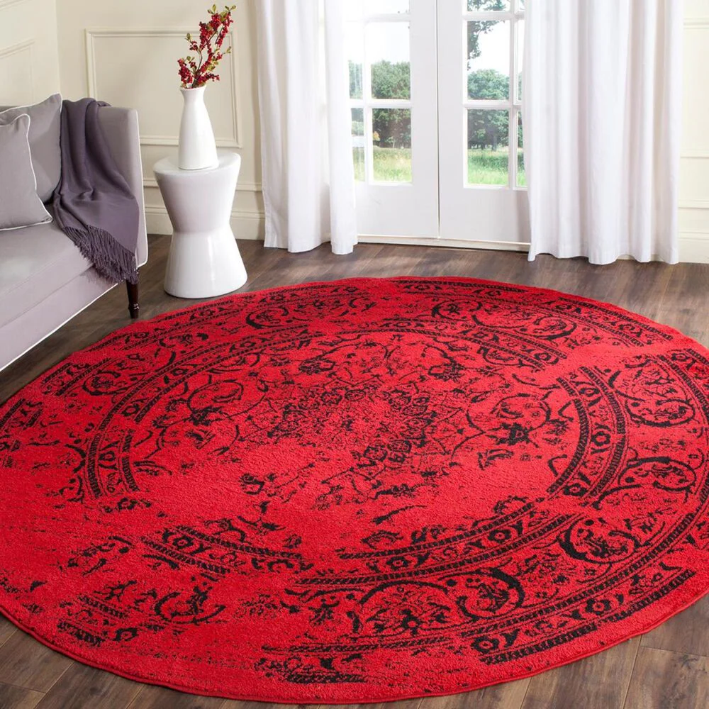 Safavieh Adirondack ADR101F-6R 6' x 6'Red/Black Round Rug