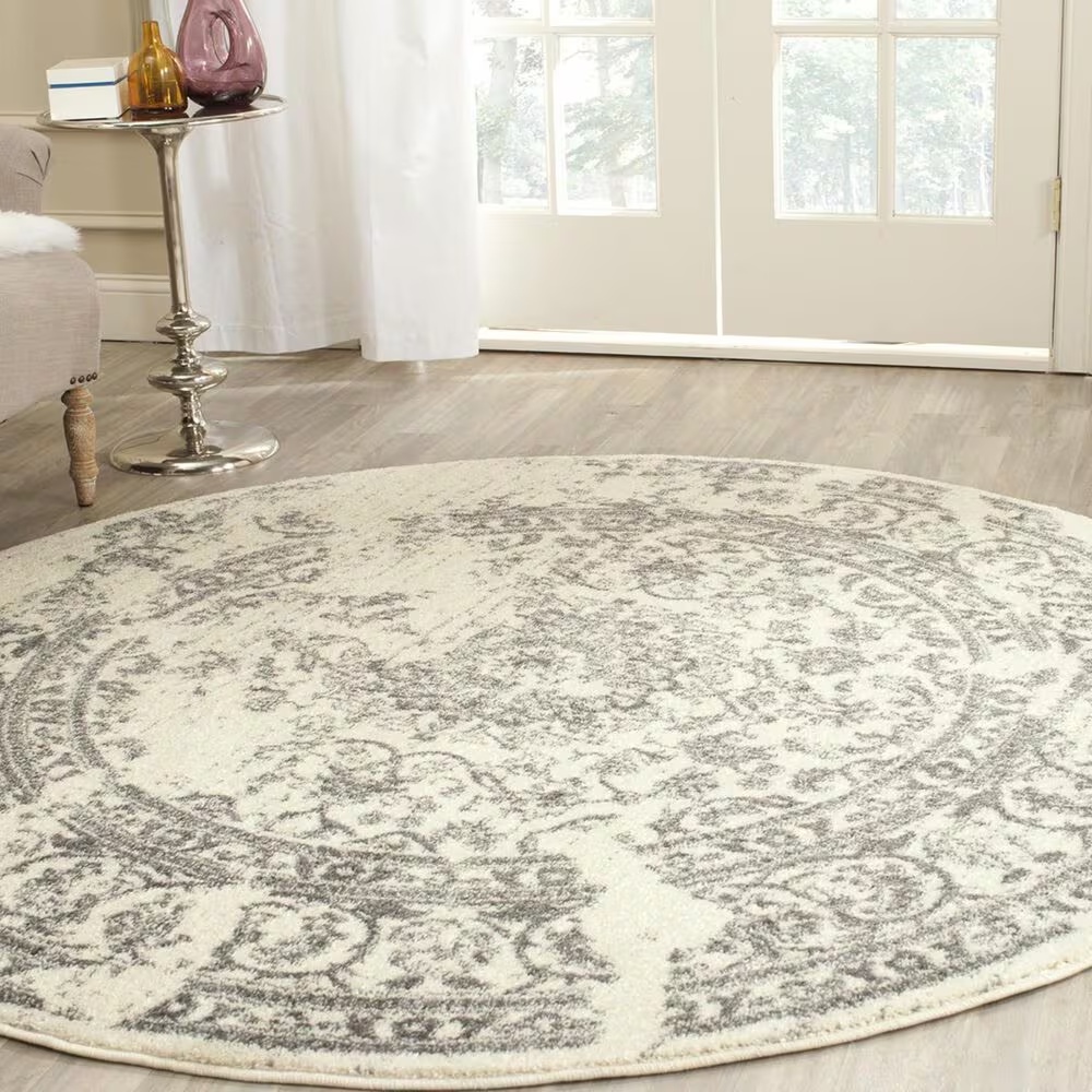 Safavieh Adirondack ADR101B-6R 6' x 6'Ivory/Silver Round Rug