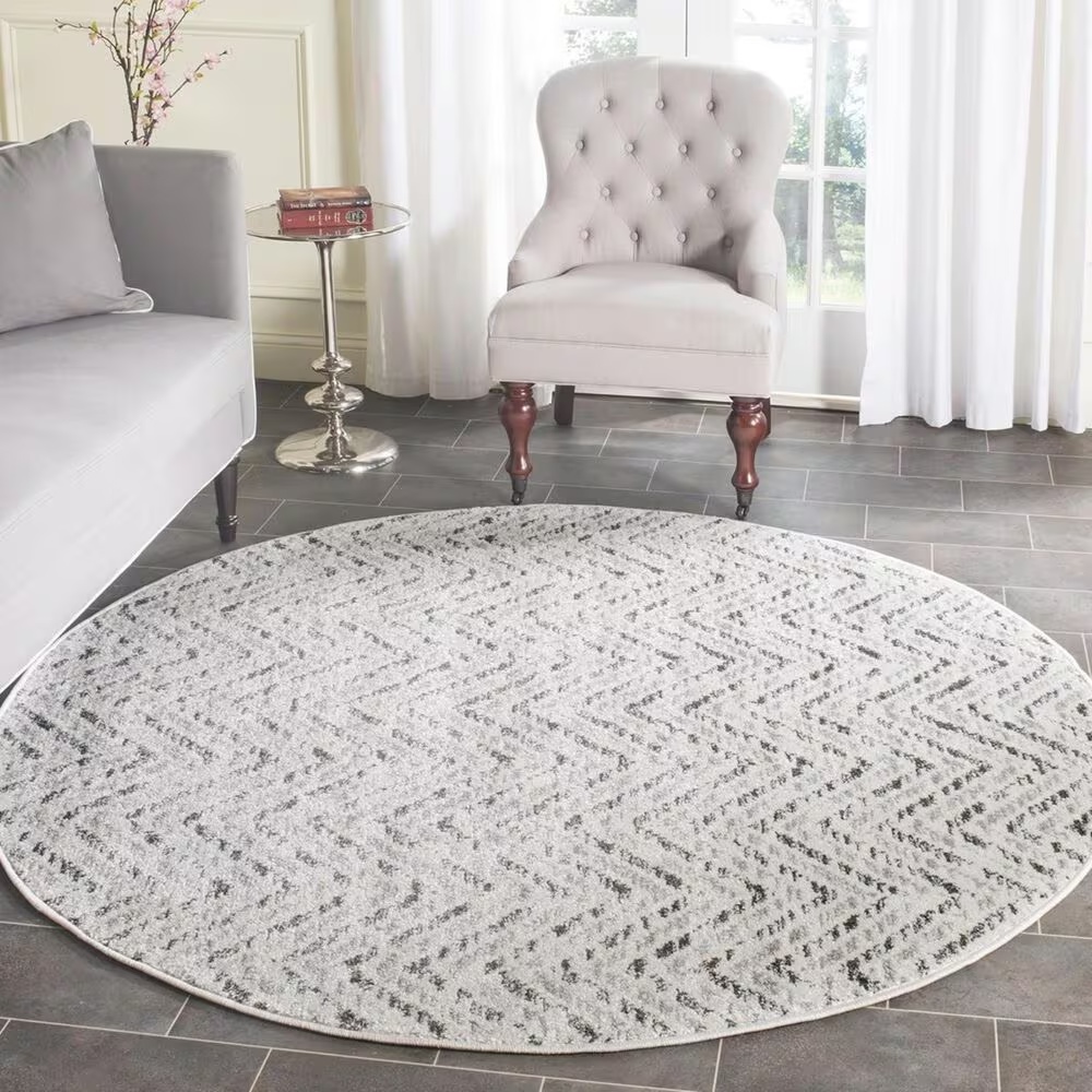 Safavieh Adirondack ADR104N-4R 4' x 4'Ivory/Charcoal Round Rug