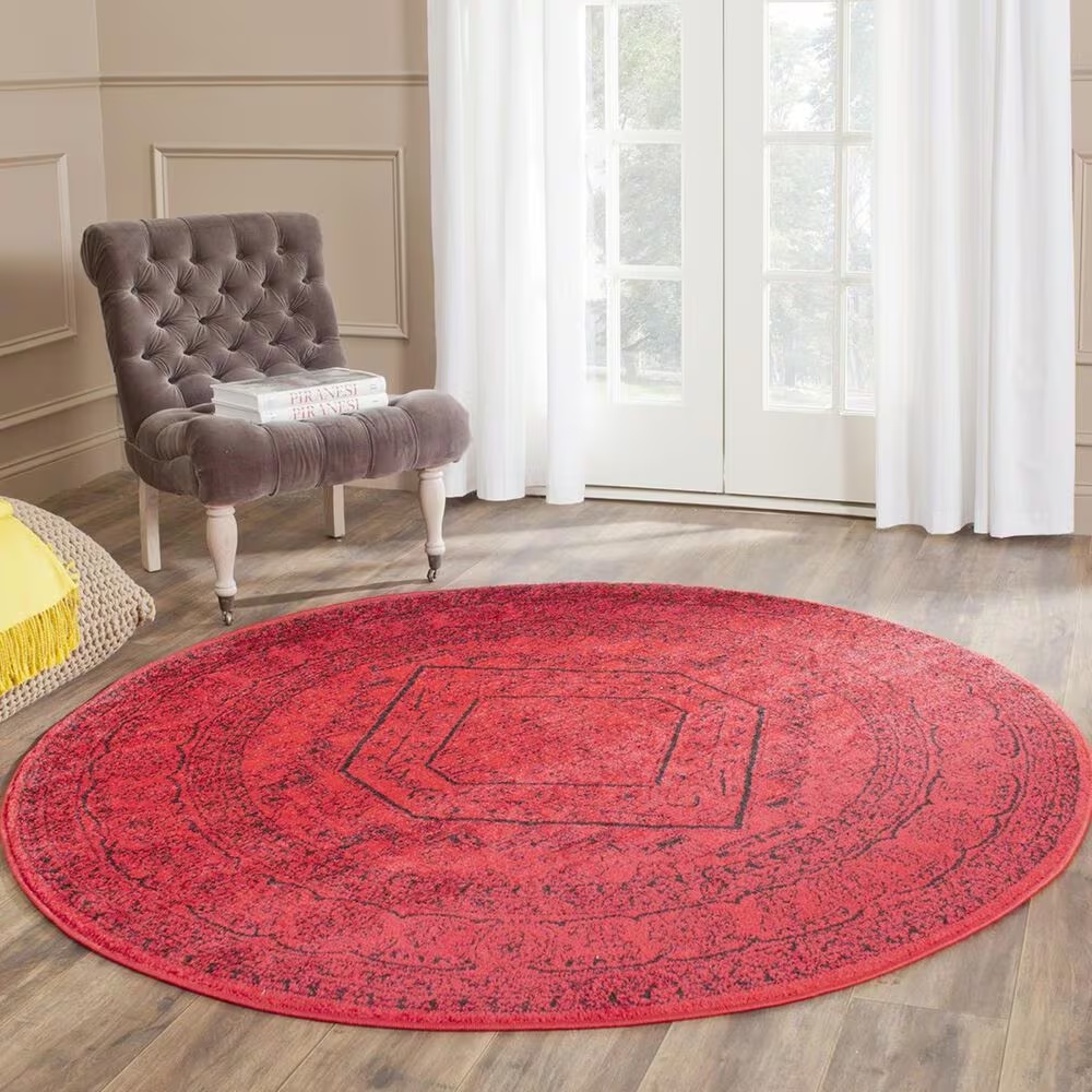 Safavieh Adirondack ADR108F-6R 6' x 6'Red/Black Round Rug