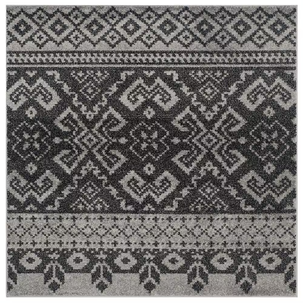 Safavieh Adirondack ADR107A-4SQ 4' x 4'Silver/Black Square Rug