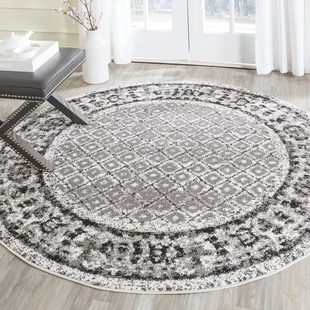 Safavieh Adirondack ADR110B-6R 6' x 6'Ivory/Silver Round Rug
