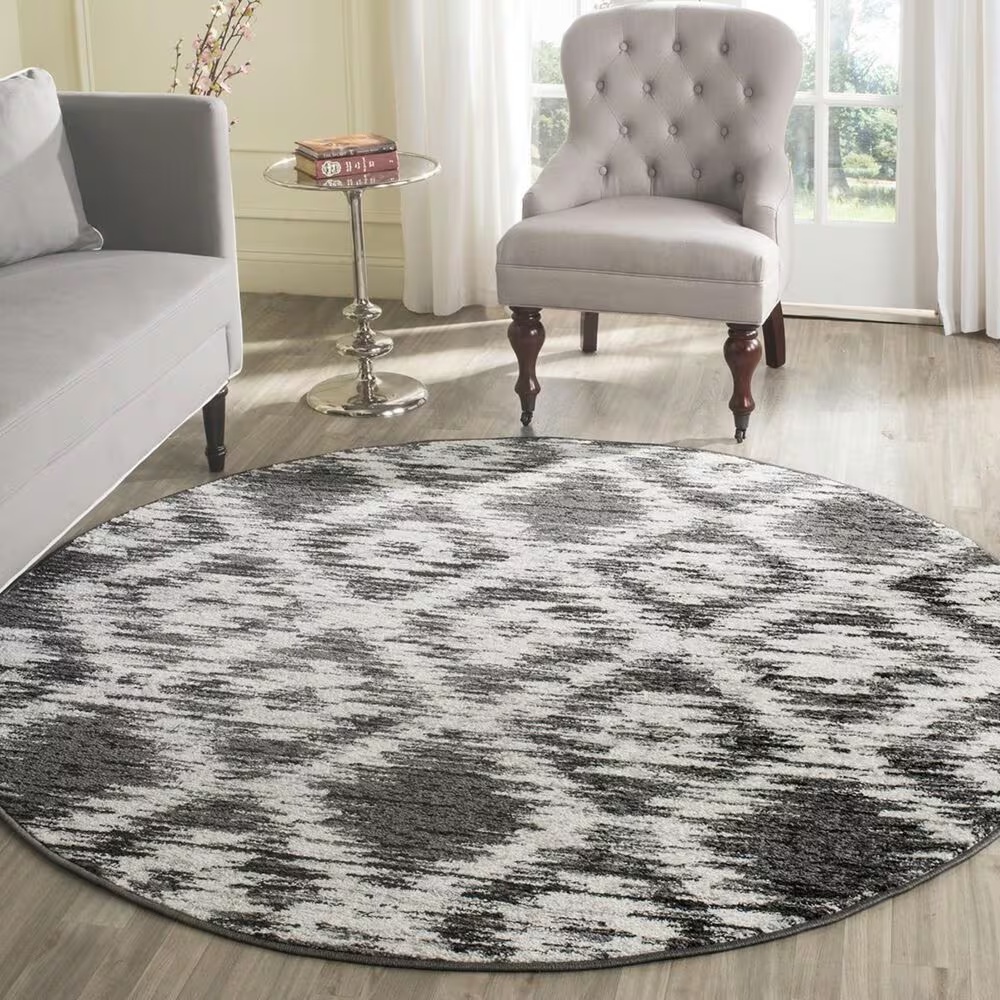 Safavieh Adirondack ADR118R-4R 4' x 4'Charcoal/Ivory Round Rug