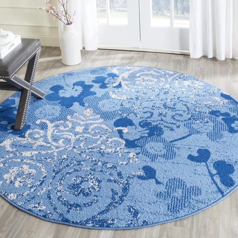 Safavieh Adirondack ADR114F-6R 6' x 6'Light Blue/Dark Blue Round Rug