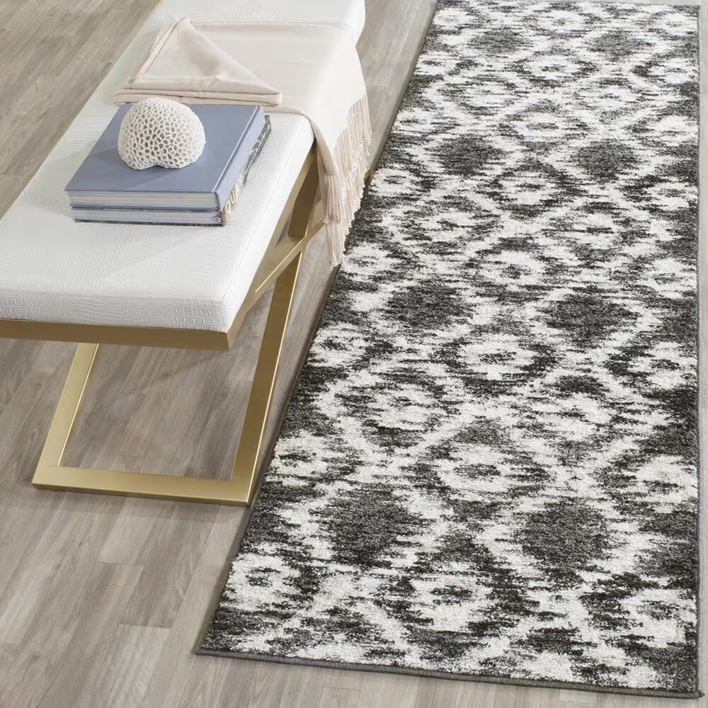 Safavieh Adirondack ADR118R-26 2'6" x 6' Charcoal/Ivory Runner