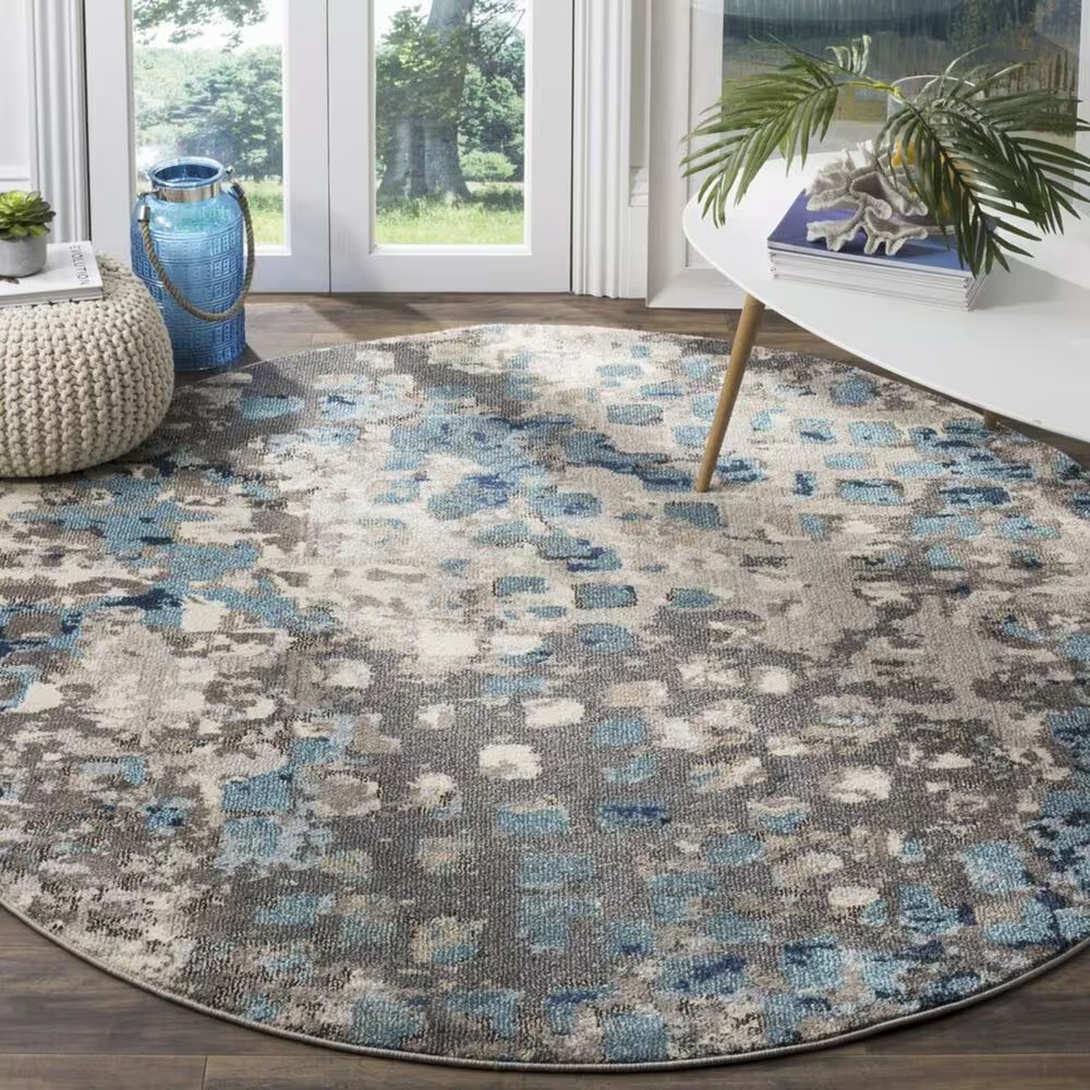 Safavieh Monaco MNC225E-3R 3' x 3'Grey/Light Blue Round Rug